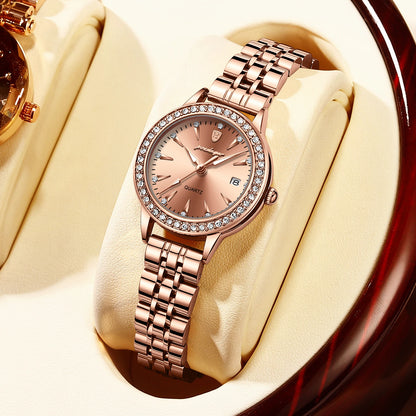 Poedagar 366 Women's Luxury Quartz Watch – Stainless Steel Band, Waterproof, Date