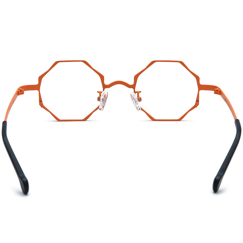 Colourful Titanium Octagon Optical Glasses Frame - MCROONS - back view