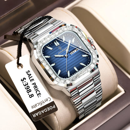 Poedagar 975 Men's Luxury Quartz Watch – Stainless Steel Band, Waterproof, Luminous, Date