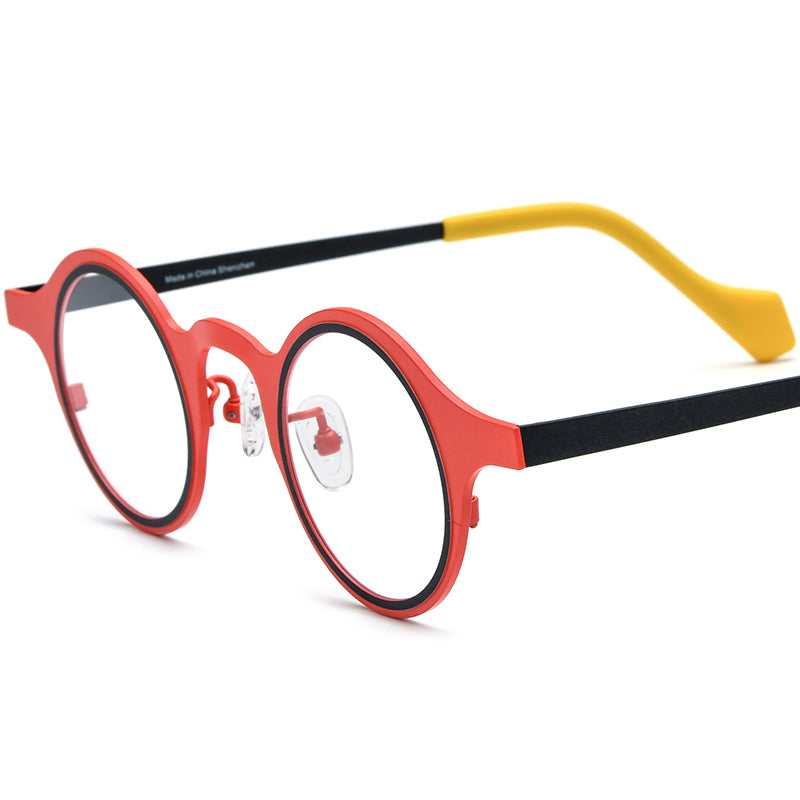 Colourful Titanium Round Optical Glasses Frame Vintage - Matte Red - MCROONS