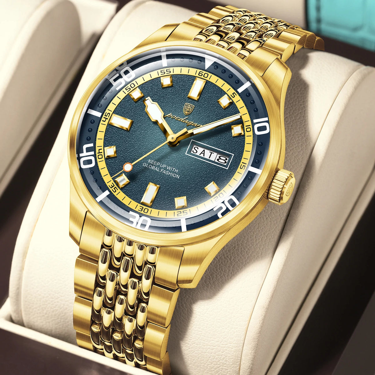 Poedagar 609 Men's Luxury Quartz Watch – Stainless Steel Band, Waterproof, Luminous, Date