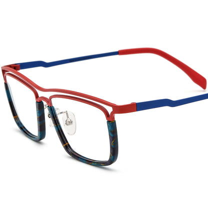 Vintage Square Acetate Titanium Optical Glasses Frame - Red - MCROONS