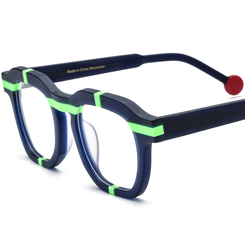 Playful Colour-Pop Acetate Square Optical Glasses Frame - Blue - MCROONS