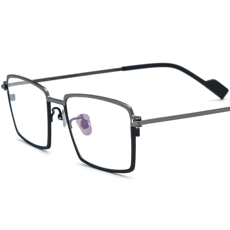 Colourful Titanium Square Optical Glasses Frame Everyday - Grey Black - MCROONS