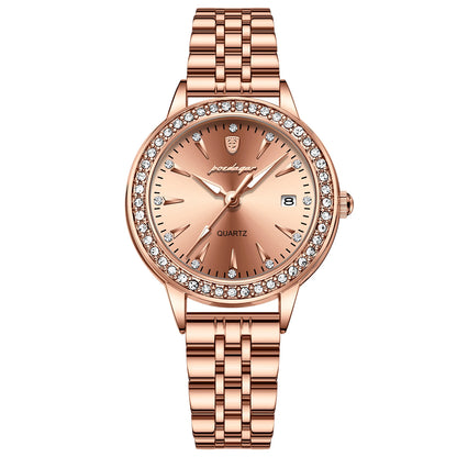 Poedagar 366 Women's Luxury Quartz Watch – Stainless Steel Band, Waterproof, Date