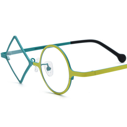 Geometric Titanium Optical Glasses Designer - Blue Yellow - MCROONS