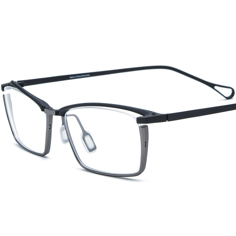 Titanium Square Optical Glasses Frame Designer - Black Gray - MCROONS