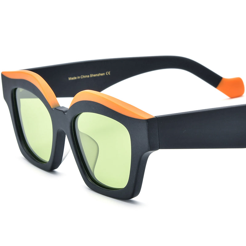 Oversized Cat Eye Acetate Polarized Sunglasses - MCROONS - Black Green Lens