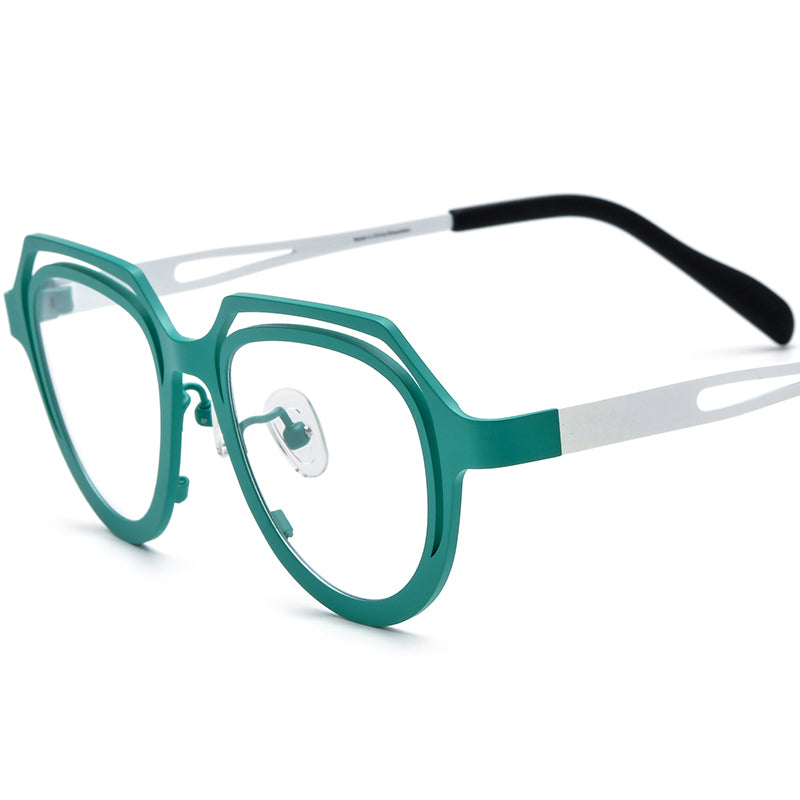 Colourful Titanium Cat Eye Optical Glasses Frame Fashion - Green - MCROONS