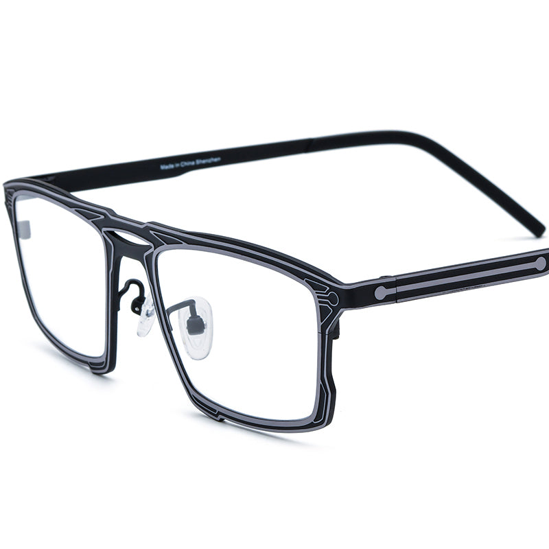 Colourful Titanium Square Optical Glasses Frame Vintage - Grey Black - MCROONS