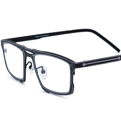 Colourful Titanium Square Optical Glasses Frame Vintage - Grey Black - MCROONS