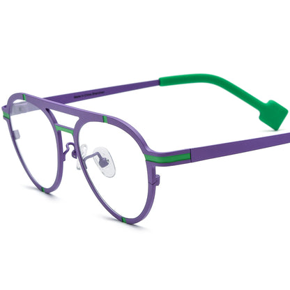 Colourful Titanium Pilot Optical Glasses - Matte Green Purple - MCROONS
