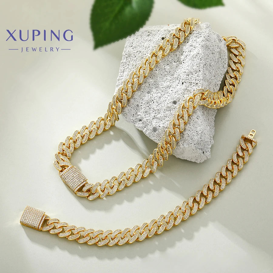 X000786012 Xuping Hip Pop Jhigh Quality Stainless Steel Diamonds Cuban Chain Bracelet Urban Jewelry Mens Cuban Link Bracelet
