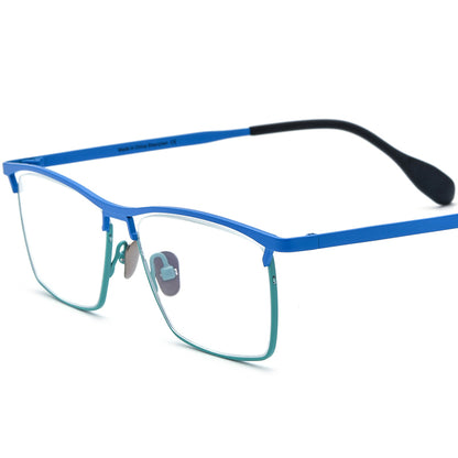 Titanium Square Optical Glasses Frame Colourful Retro - MCROONS - Matte Blue Cyan