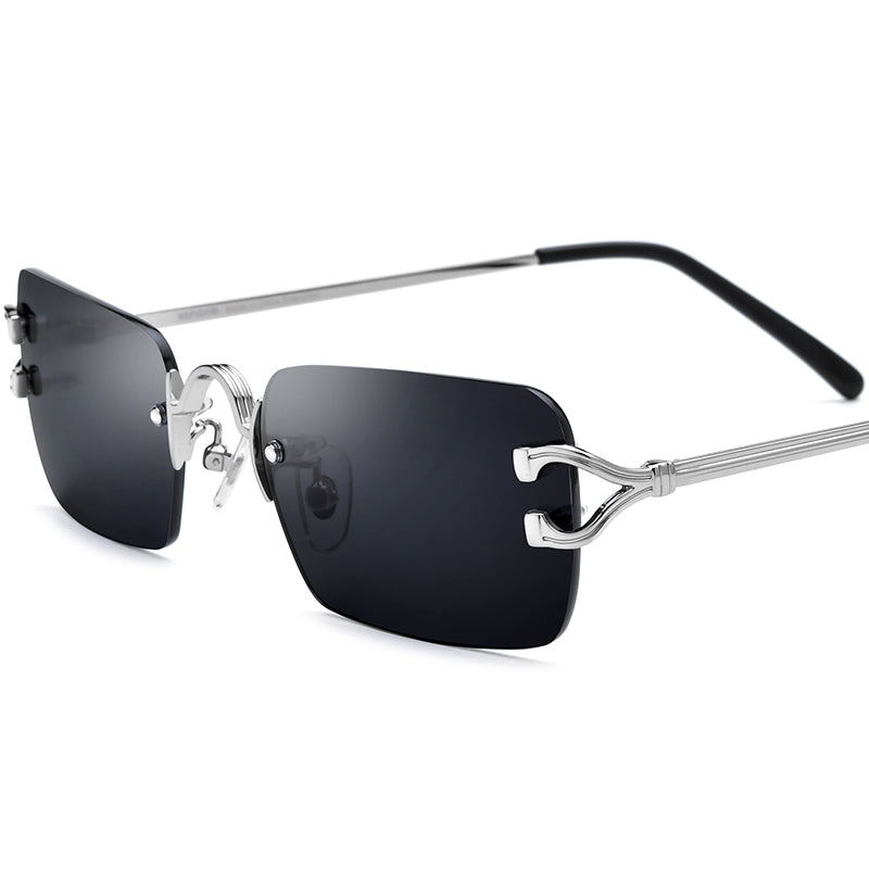 Rimless Metal Alloy Sunglasses - Silver - MCROONS