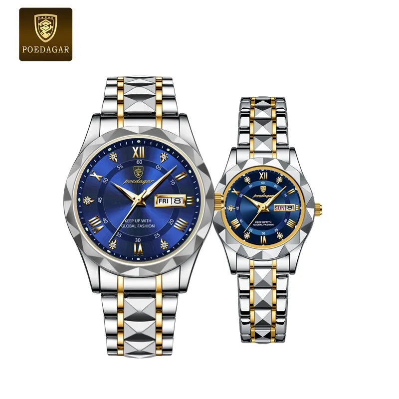 Poedagar Women's Luxury Quartz Watch – Stainless Steel Band, Waterproof, Luminous, Date