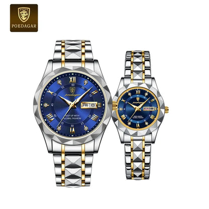 Poedagar Women's Luxury Quartz Watch – Stainless Steel Band, Waterproof, Luminous, Date