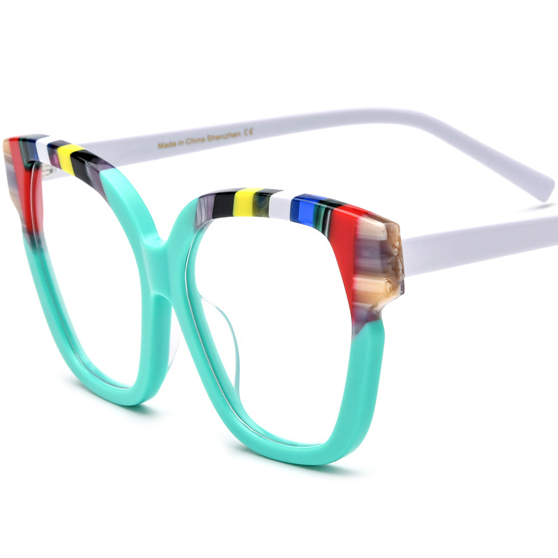Retro Fashion Cat Eye Optical Frame Big Size - Blue - MCROONS