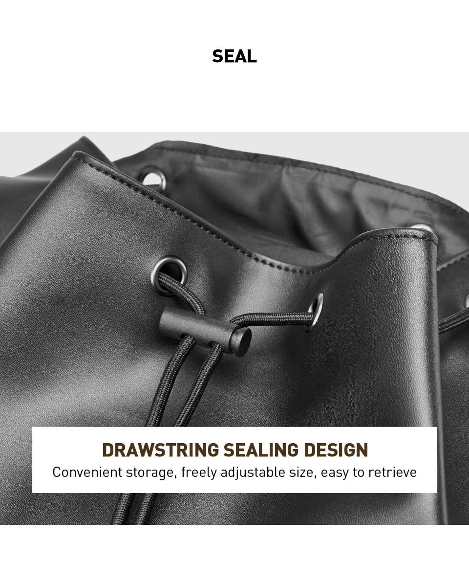 MCROONS Luxury PU Leather Men's Business Travel Laptop Backpack