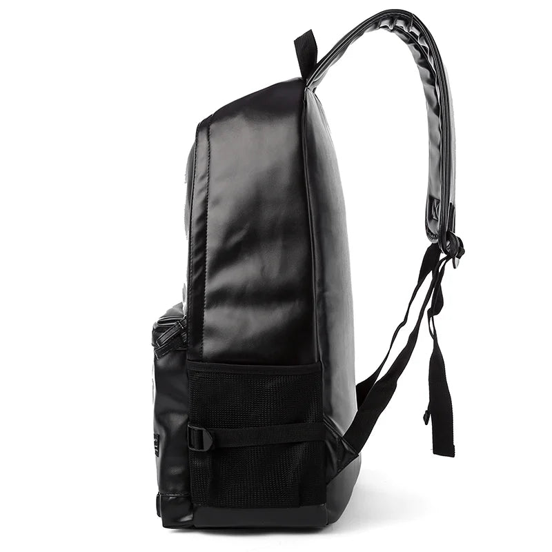 Waterproof PU Leather Bags for Men'S Backpack Bag School Leather Laptop Backpack