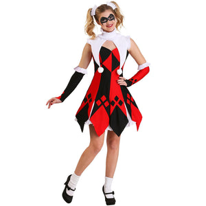 Colorful Harlequin Circus Clown Suit Costume by Mcroons, featuring bright patterns and classic clown design for performances or parties.