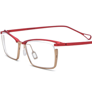 Titanium Square Optical Glasses Frame Designer - MCROONS - Red Yellow