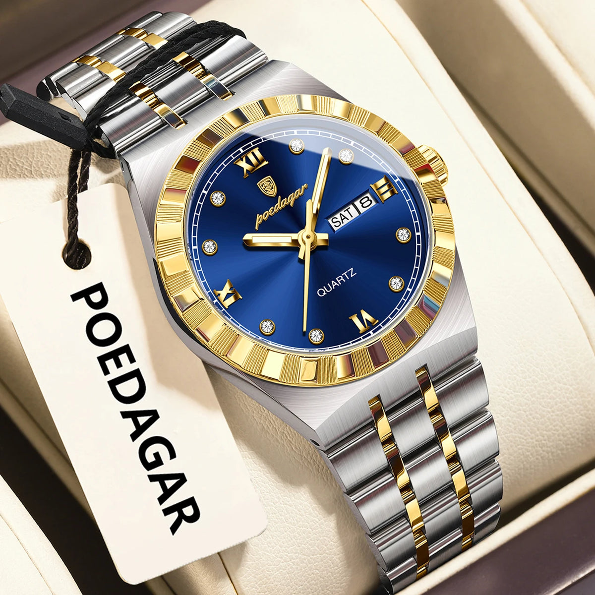 Poedagar 794 Women's Luxury Quartz Watch – Stainless Steel Band, Waterproof, Luminous, Date