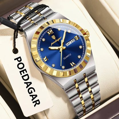 Poedagar 794 Women's Luxury Quartz Watch – Stainless Steel Band, Waterproof, Luminous, Date