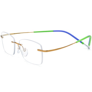 New Brand Design Titanium Frameless Square Optical Glasses - Yellow - MCROONS