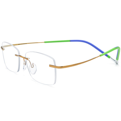 New Brand Design Titanium Frameless Square Optical Glasses - Yellow - MCROONS