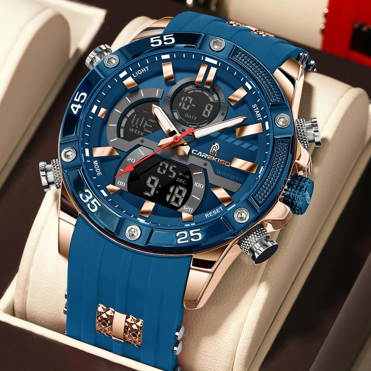 Poedagar C105 Men's Luxury Chronograph Quartz Watch – Silicone Strap, Waterproof, Luminous, Date