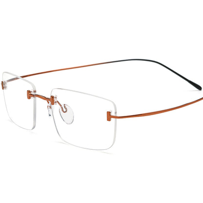 Titanium Square Optical Glasses Frame Rimless Gradient - Orange Gradient Black - MCROONS