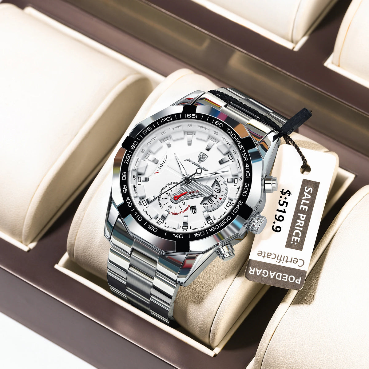 Poedagar 1801 Men's Luxury Quartz Watch – Stainless Steel Band, Waterproof, Luminous, Date