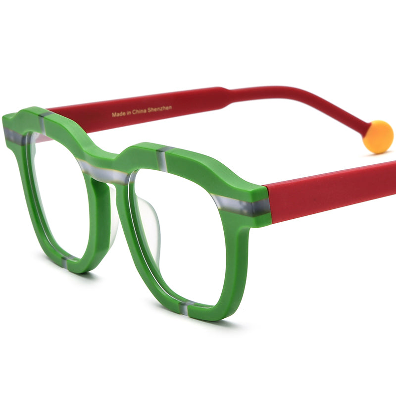 Playful Colour-Pop Acetate Square Optical Glasses Frame - Green - MCROONS