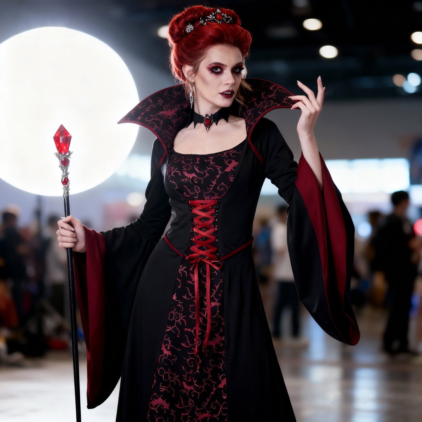Dark Vampire Queen Vintage Court Gown Halloween Costume - MCROONS