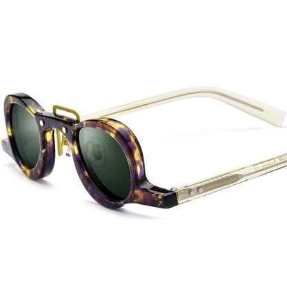 Vintage Round Acetate Polarized Sunglasses UV400 - Floral - MCROONS