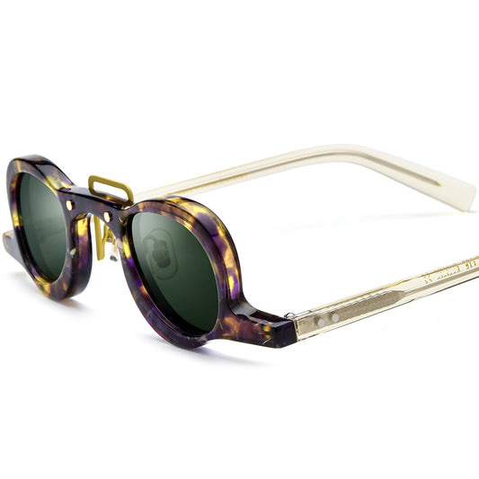 Vintage Round Acetate Polarized Sunglasses UV400 - Floral - MCROONS