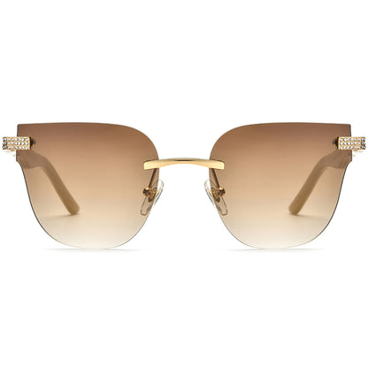 Buffalo Horn Diamante Square Sunglasses - Tea - MCROONS - front view