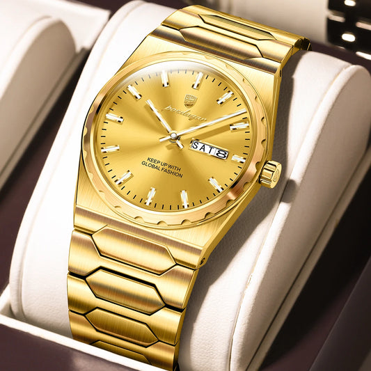 Poedagar 847 Men's Luxury Quartz Watch – Stainless Steel Band, Waterproof, Date