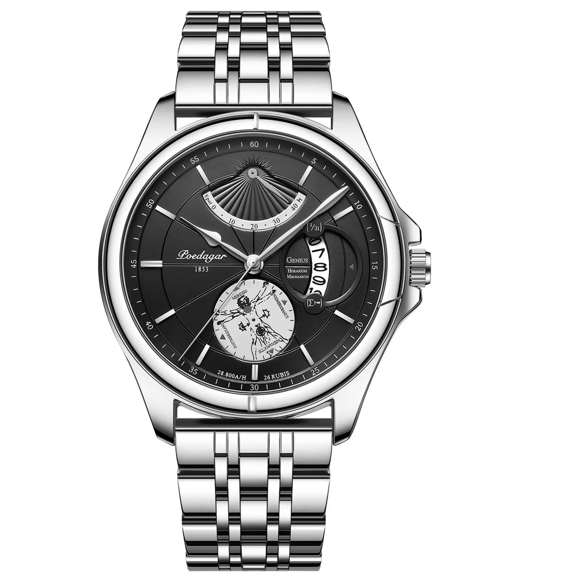 Poedagar 802 Men's Luxury Quartz Watch – Leather Strap, Waterproof, Date