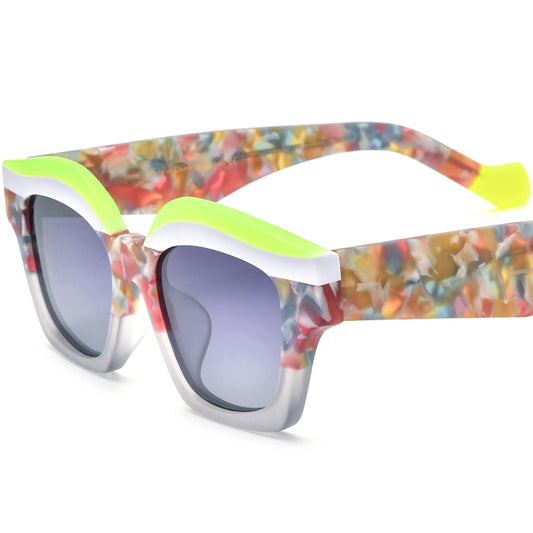 Vintage Polarized Cat Eye Sunglasses - Green Blue Lens - MCROONS