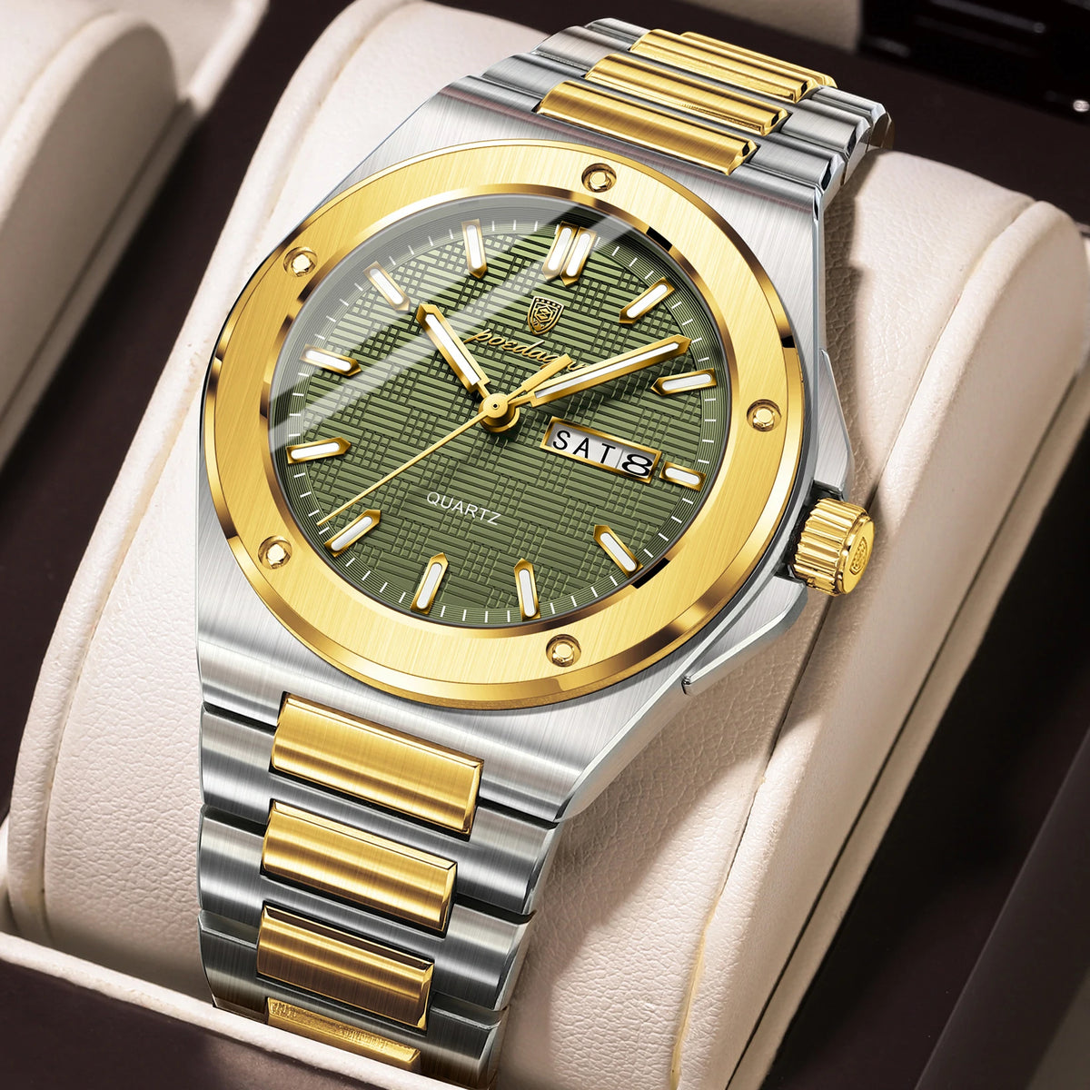 Poedagar 696 Men's Luxury Quartz Watch – Stainless Steel Band, Waterproof, Luminous, Date