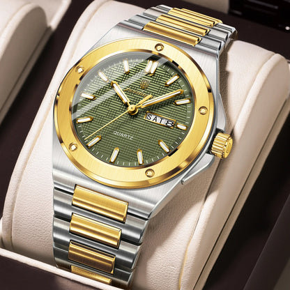 Poedagar 696 Men's Luxury Quartz Watch – Stainless Steel Band, Waterproof, Luminous, Date