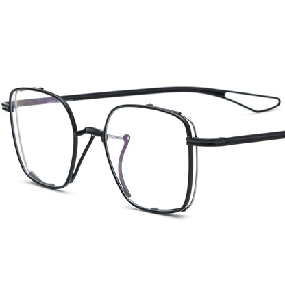 Retro Pure Titanium Square Optical Glasses Oversized - Black - MCROONS