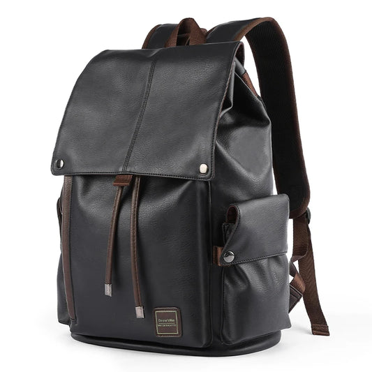 Men PU Leather Backpack for Laptop Male Business Mochilas Couro Masculina Motorcycle Back Pack Travel Rucksack School Book Bag