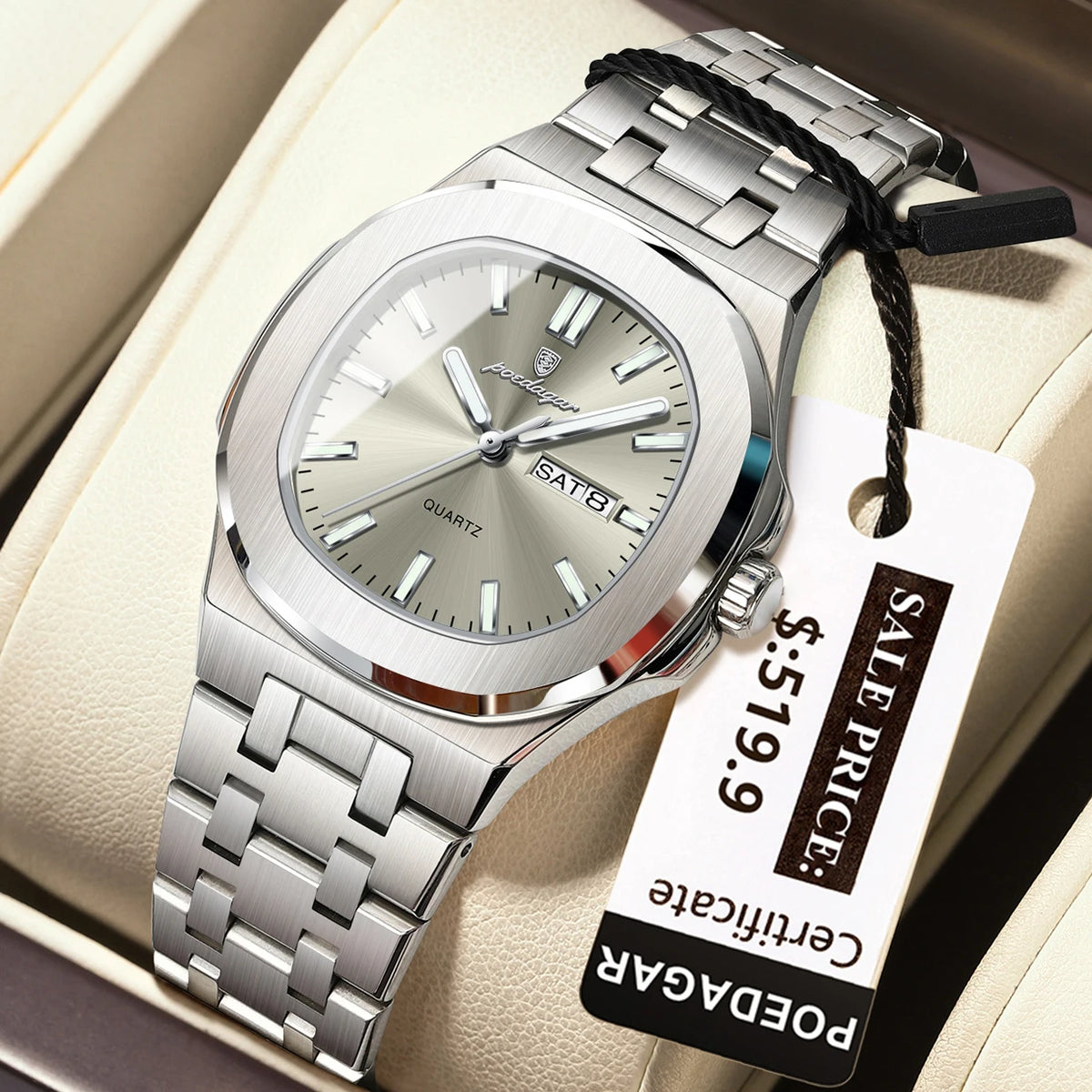 Poedagar 792 Women's Luxury Quartz Watch – Stainless Steel Band, Waterproof, Luminous, Date
