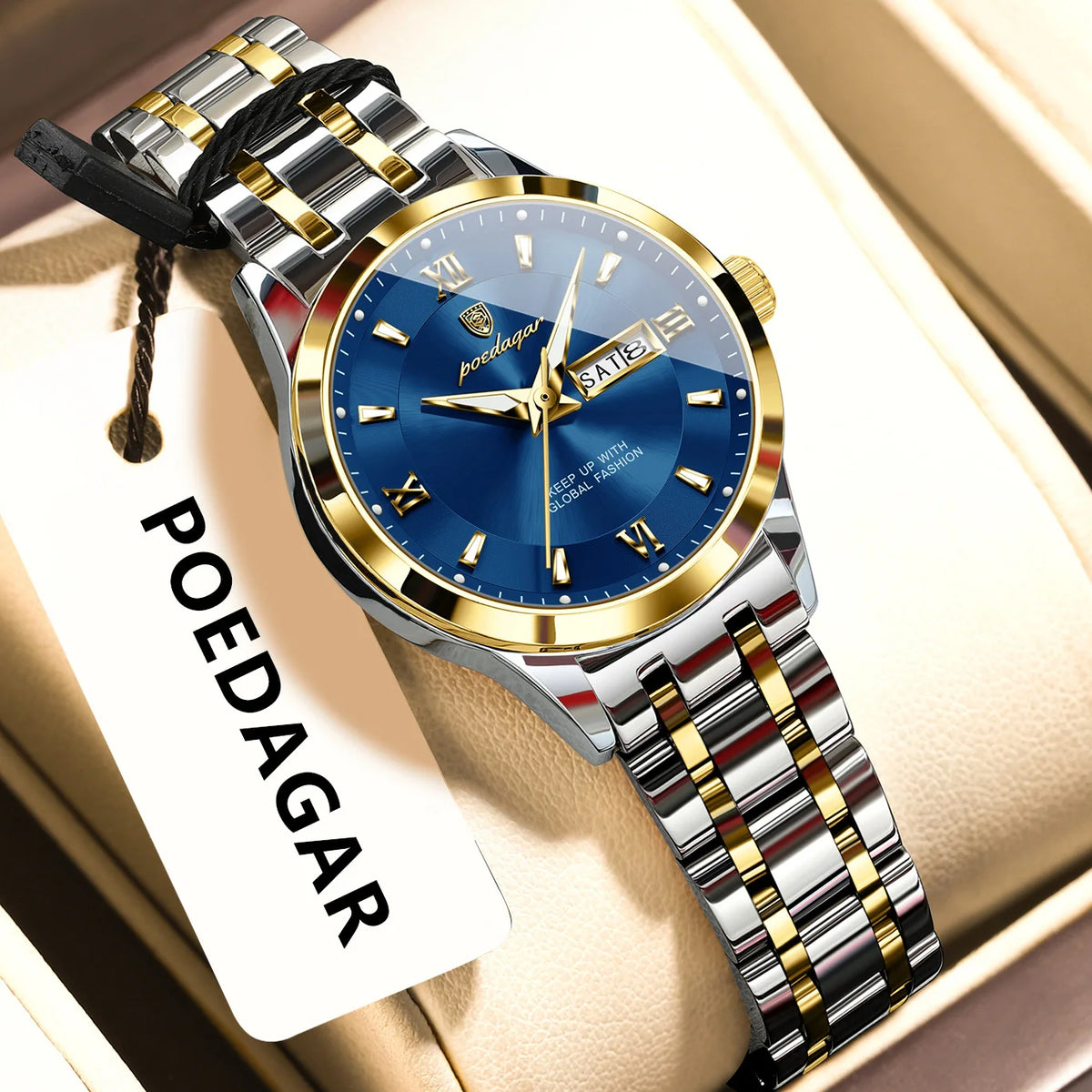 Poedagar 503 Women's Luxury Quartz Watch – Stainless Steel Band, Waterproof, Luminous, Date