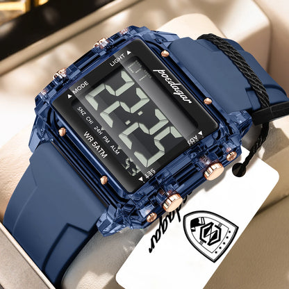 Poedagar E123 Men's Luxury Chronograph Quartz Watch – Silicone Strap, Waterproof, Date