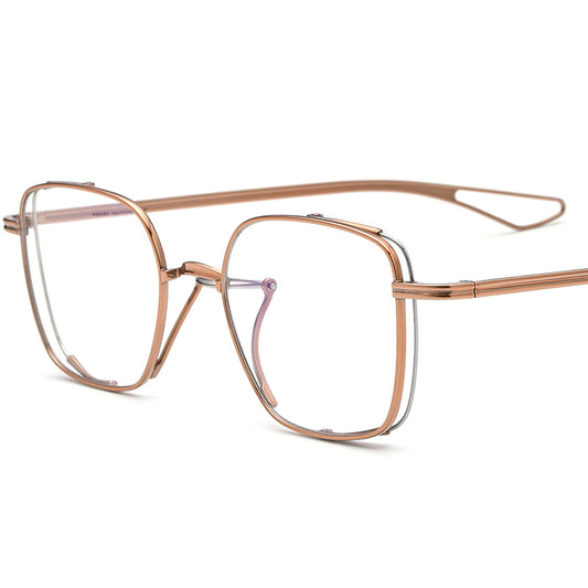 Retro Pure Titanium Square Optical Glasses Oversized - Rose Gold - MCROONS