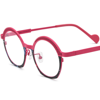Titanium Oval Optical Glasses Frame Fashionable - Pink - MCROONS